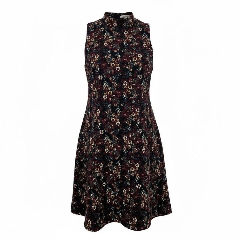Lush Floral Print Mock Neck Sleeveless Stretch Shift Dress‎ Multicolor Size XS